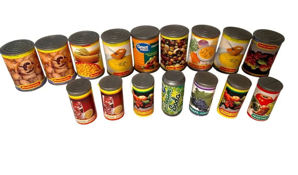 Lot of 20 Vintage Kids Pretend Play Toy Food Grocery Canned Goods Play Kitchen